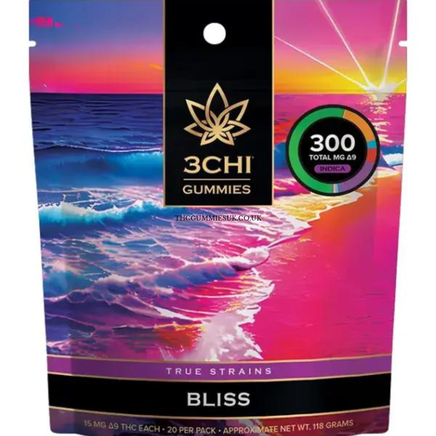 3CHI | True Strains High Potency Gummies Bliss Indica | 30mg – 2ct